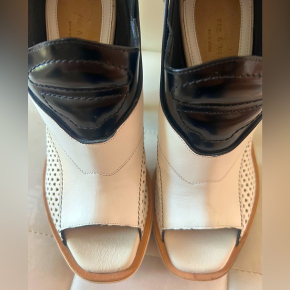 NWOT Rag & Bone retro black/white platform leather heels made in Italy 37.5 (7) - Picture 6 of 8